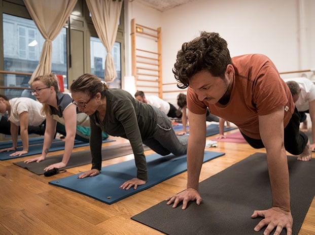 people at a yoga meetup event
